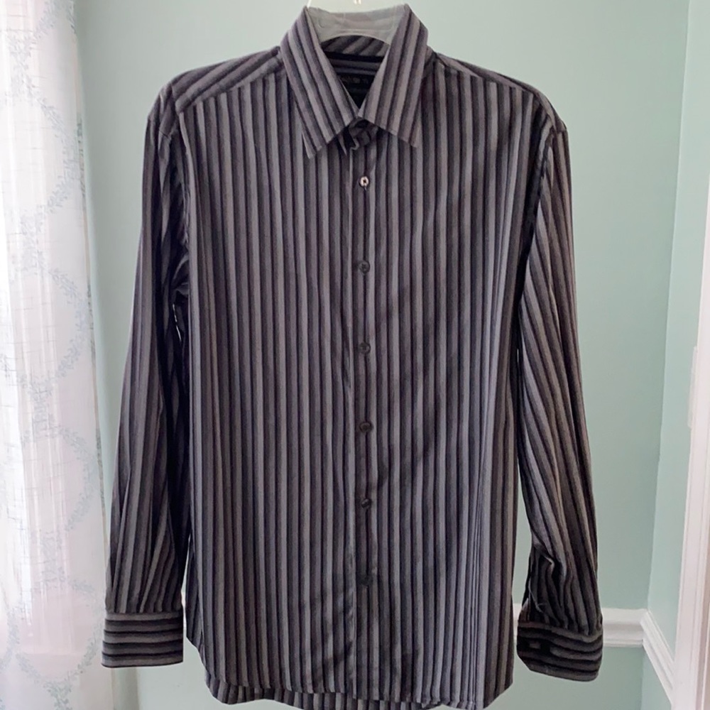 Axist  black/gray striped button down shirt Size Medium